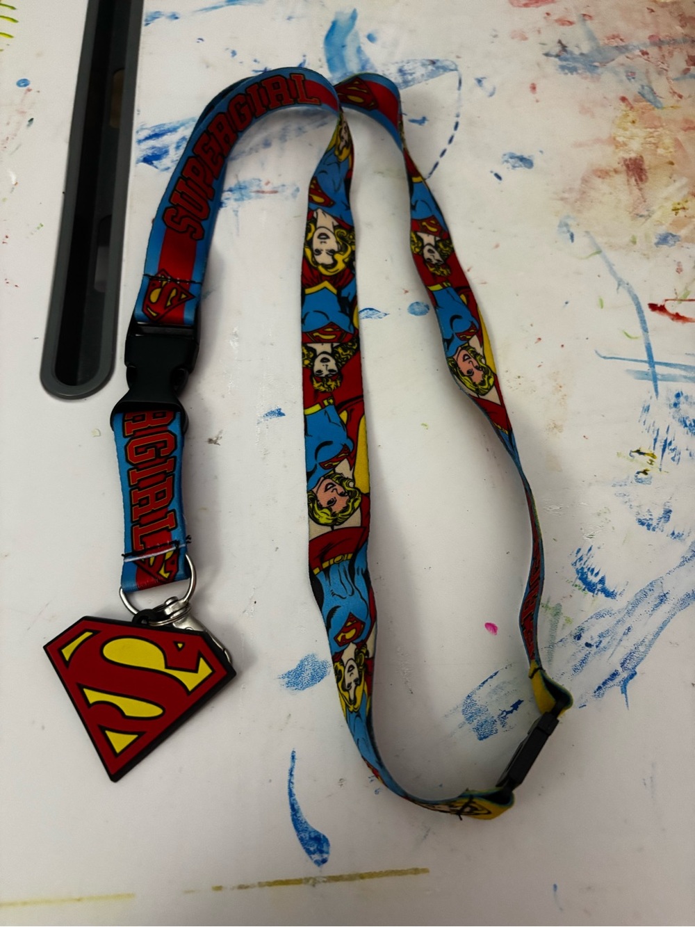 DC Comics Supergirl Lanyard with Shield Charm - Blue, Red, Yellow